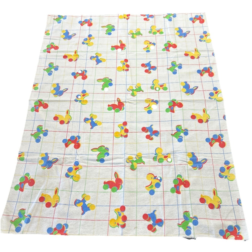 Baby Blanket White Duck‎ Rabbit Pull Toy Pattern USA Vintage Days